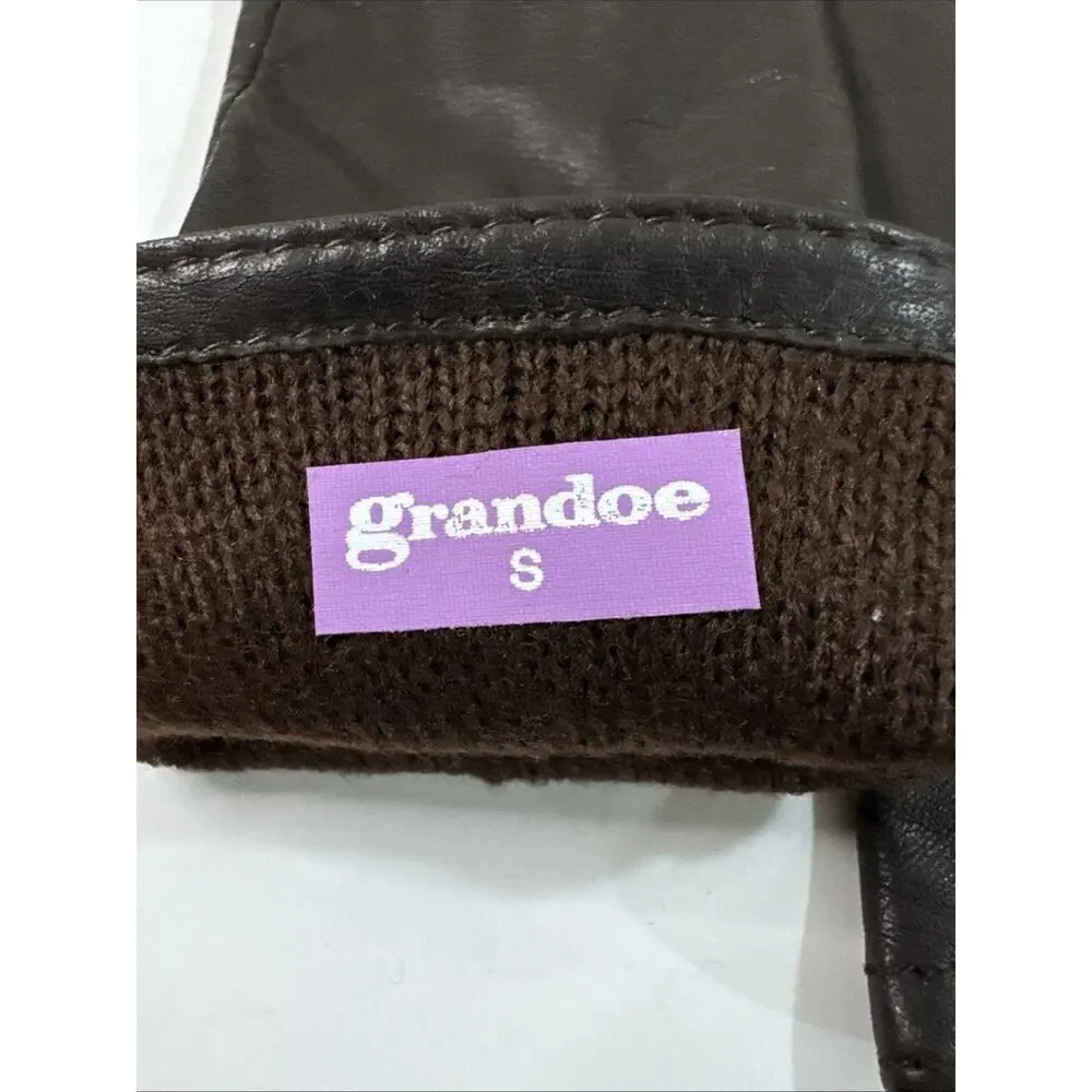 Vintage Grandoe Womens Brown Leather Gloves Small S Lined Winter Driving Classic